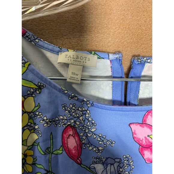 Talbots Woman Blue Floral charming whimsical Dress Size 18W - Picture 5 of 10